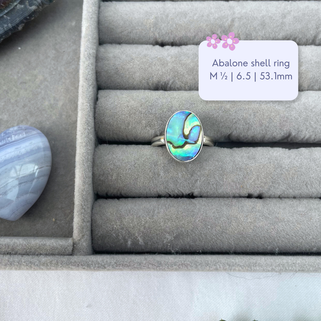 Abalone Shell Oval Sterling Silver Ring | M 1/2 | 6.5 | 53.1mm