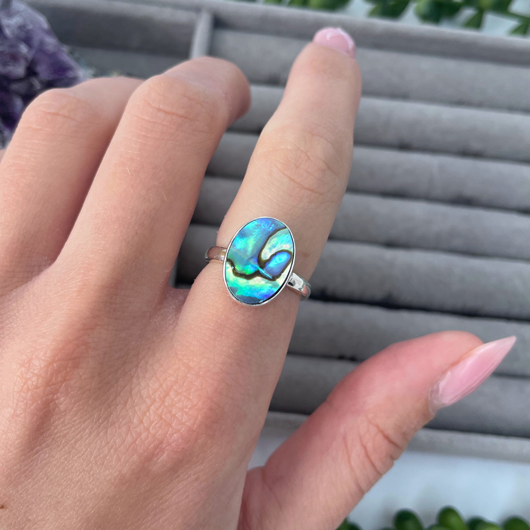 Abalone Shell Oval Sterling Silver Ring | M 1/2 | 6.5 | 53.1mm