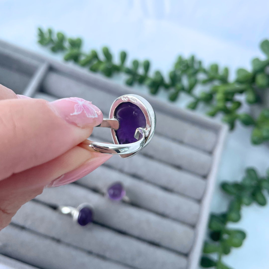 Amethyst Sterling Silver Rings | N1/2, O1/2, R1/2, O | 7, 7.5, 9, 7.25
