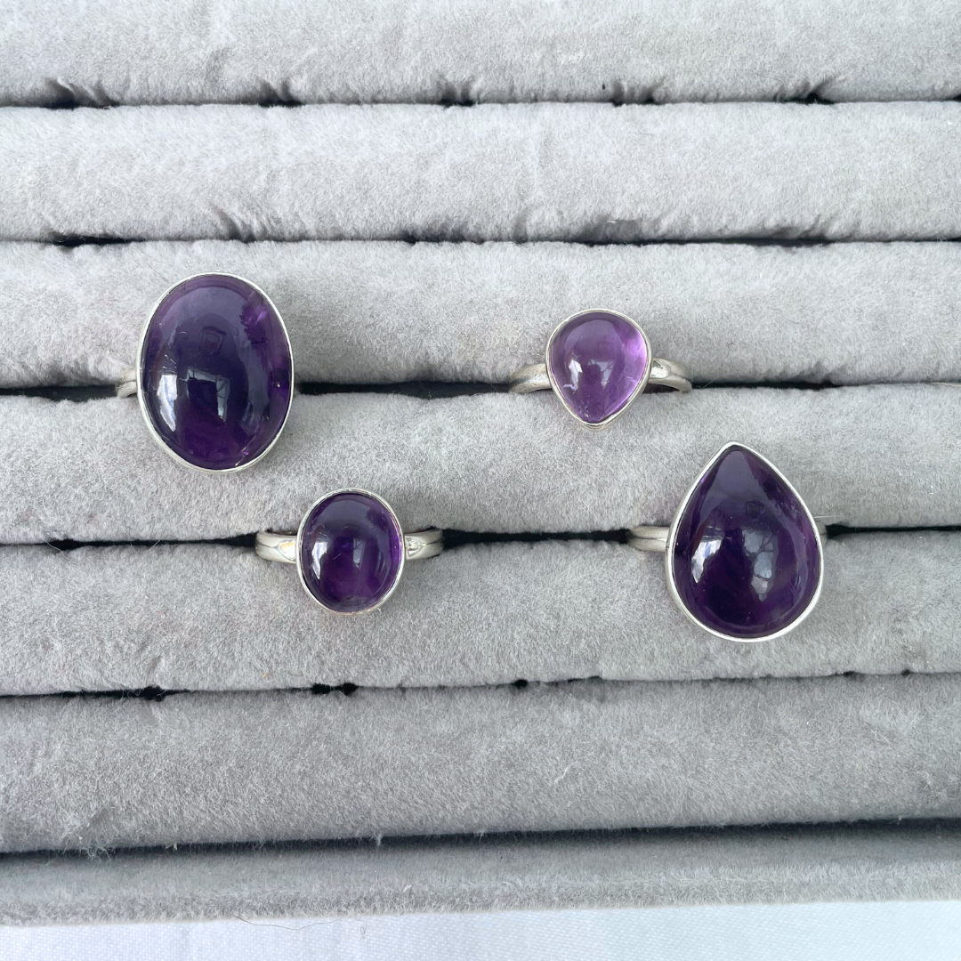 Amethyst Sterling Silver Rings | N1/2, O1/2, R1/2, O | 7, 7.5, 9, 7.25