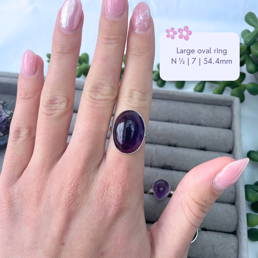 Amethyst Sterling Silver Rings | N1/2, O1/2, R1/2, O | 7, 7.5, 9, 7.25