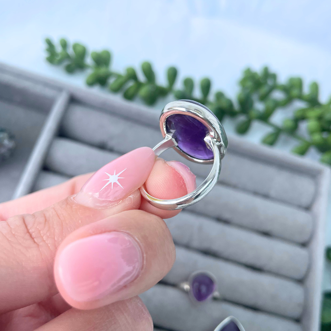 Amethyst Sterling Silver Rings | N1/2, O1/2, R1/2, O | 7, 7.5, 9, 7.25