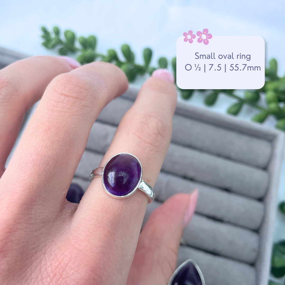 Amethyst Sterling Silver Rings | N1/2, O1/2, R1/2, O | 7, 7.5, 9, 7.25