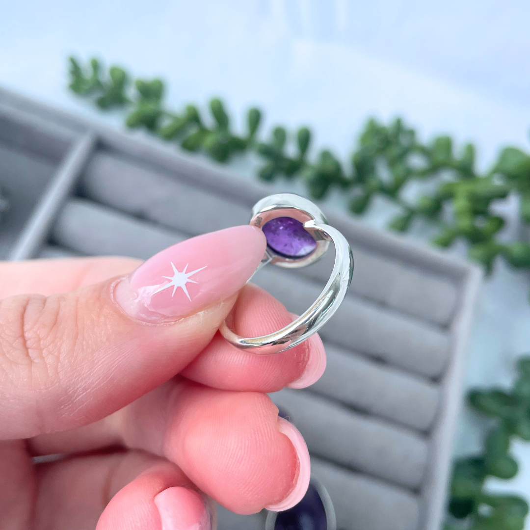 Amethyst Sterling Silver Rings | N1/2, O1/2, R1/2, O | 7, 7.5, 9, 7.25