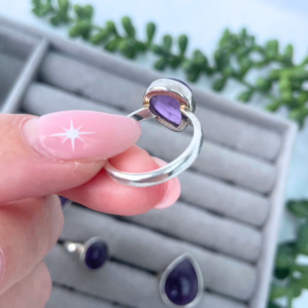 Amethyst Sterling Silver Rings | N1/2, O1/2, R1/2, O | 7, 7.5, 9, 7.25