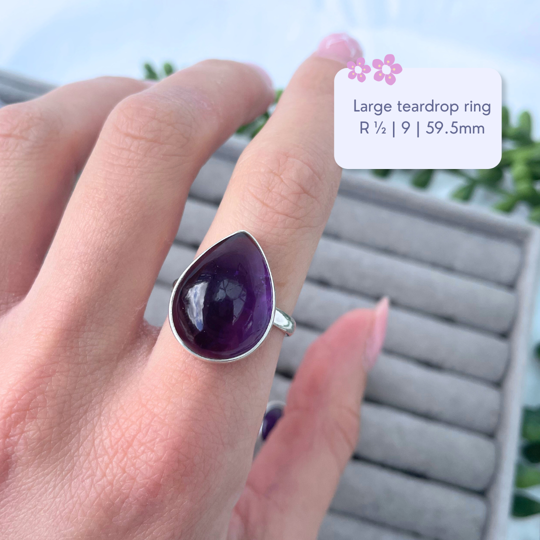 Amethyst Sterling Silver Rings | N1/2, O1/2, R1/2, O | 7, 7.5, 9, 7.25
