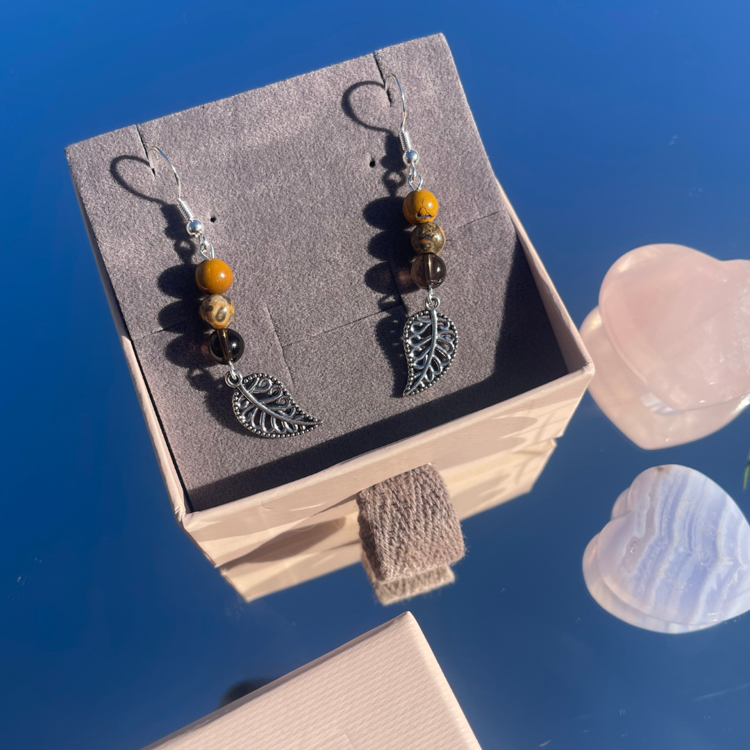 Autumnal Leaf Crystal Earrings | Handmade Crystal Earrings