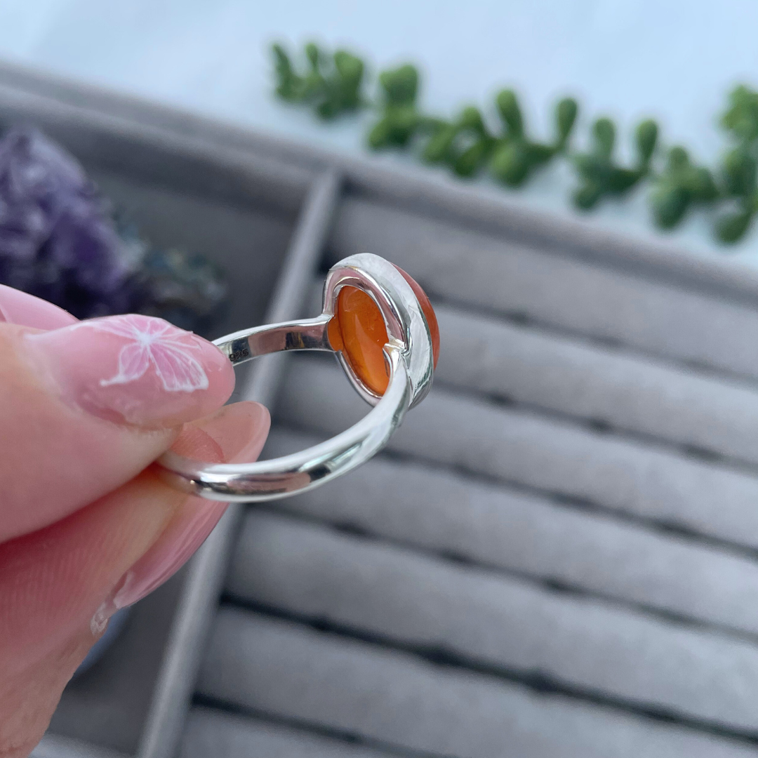Carnelian Oval Sterling Silver Ring | R | 8.75 | 58.9mm