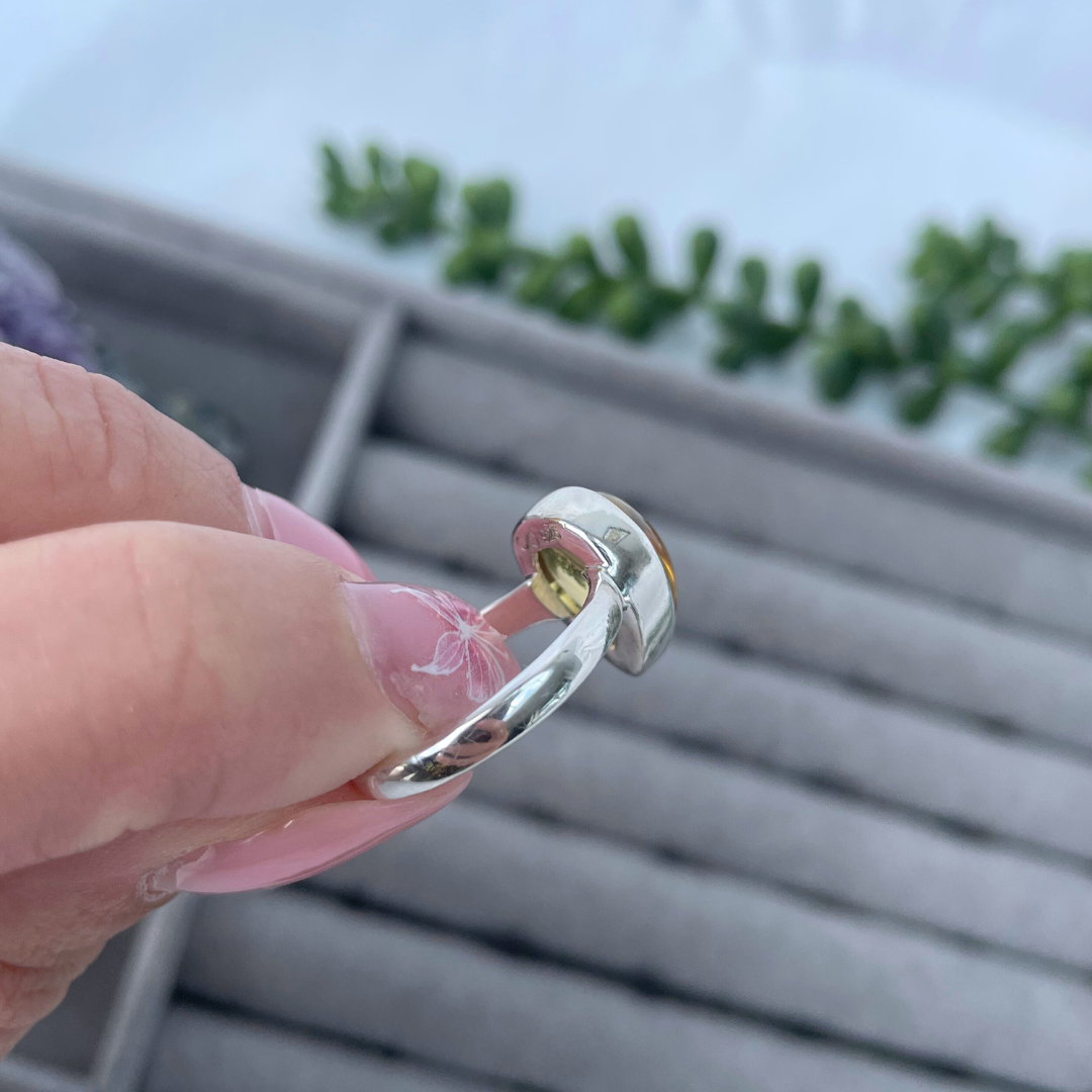 Citrine Teardrop Sterling Silver Ring | L 1/2 | 6 | 51.9mm