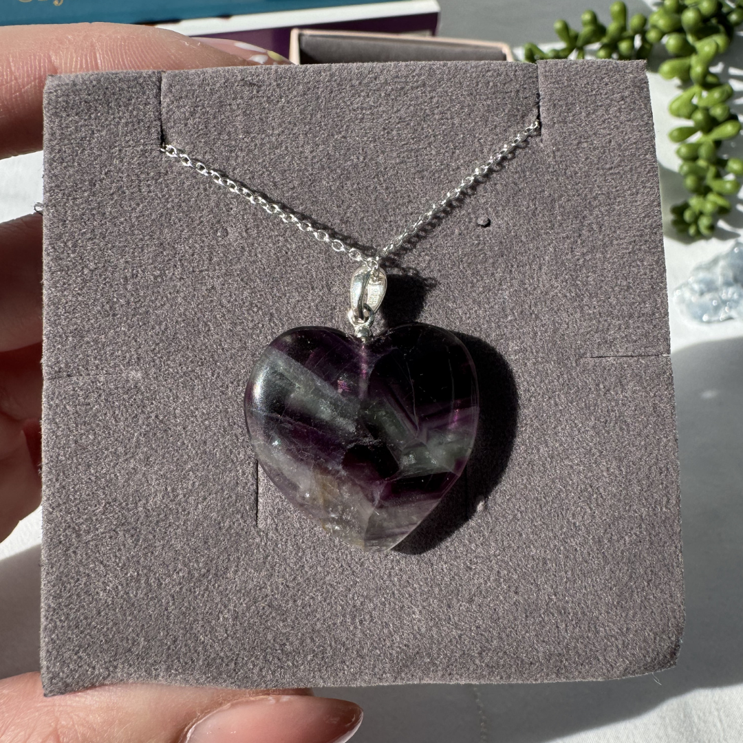 Fluorite Heart Sterling Silver Necklace