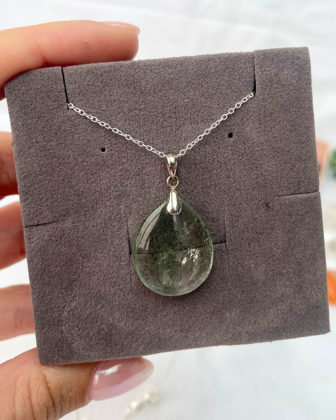 Garden Quartz Necklace | Sterling Silver Pendant + 18 Inch Sterling Silver Chain
