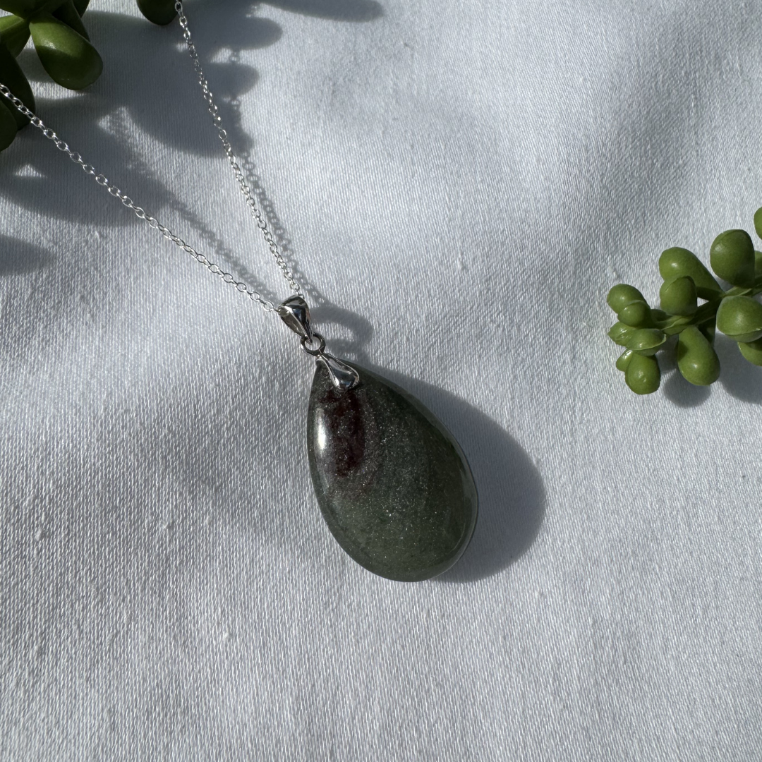 Garden Quartz Teardrop Sterling Silver Necklace