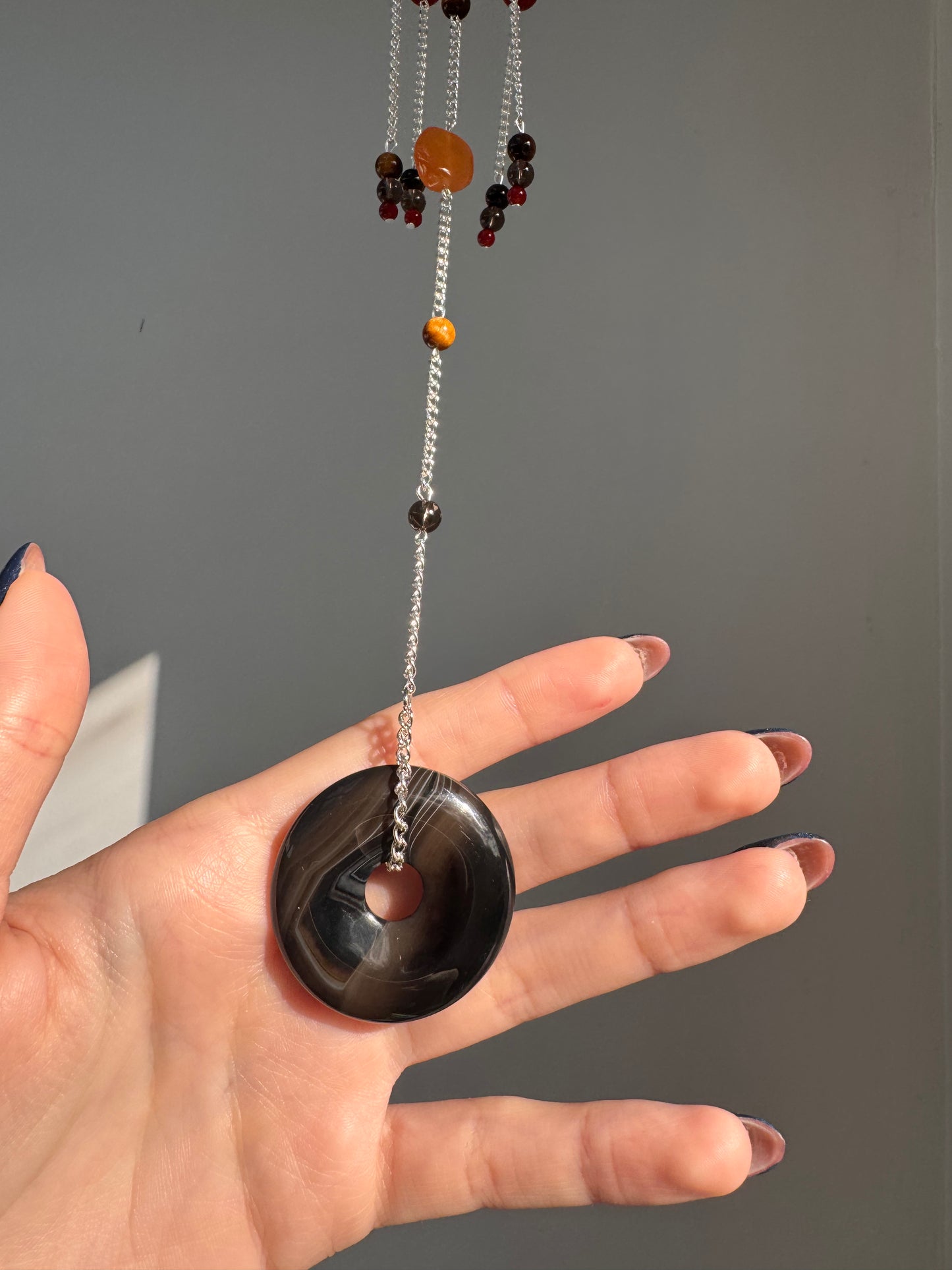 Carnelian + Agate Suncatcher | Handmade Crystal Wall Hanging