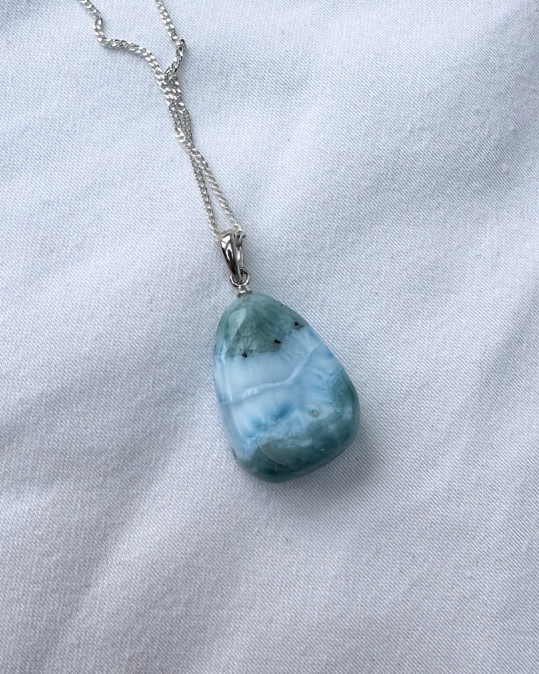 Larimar Drop Sterling Silver Necklace