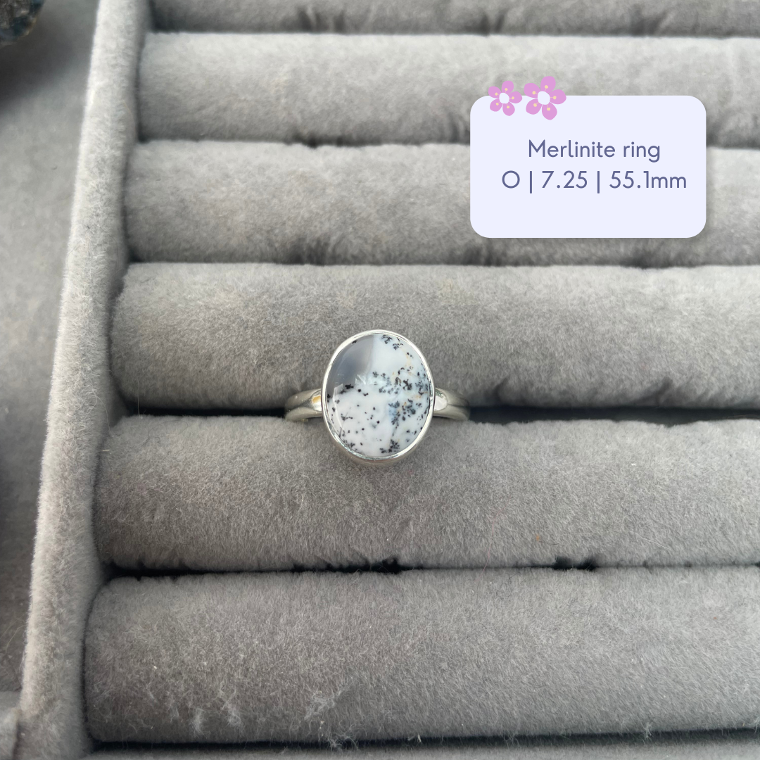 Merlinite Oval Sterling Silver Ring | O | 7.25 | 55.1mm