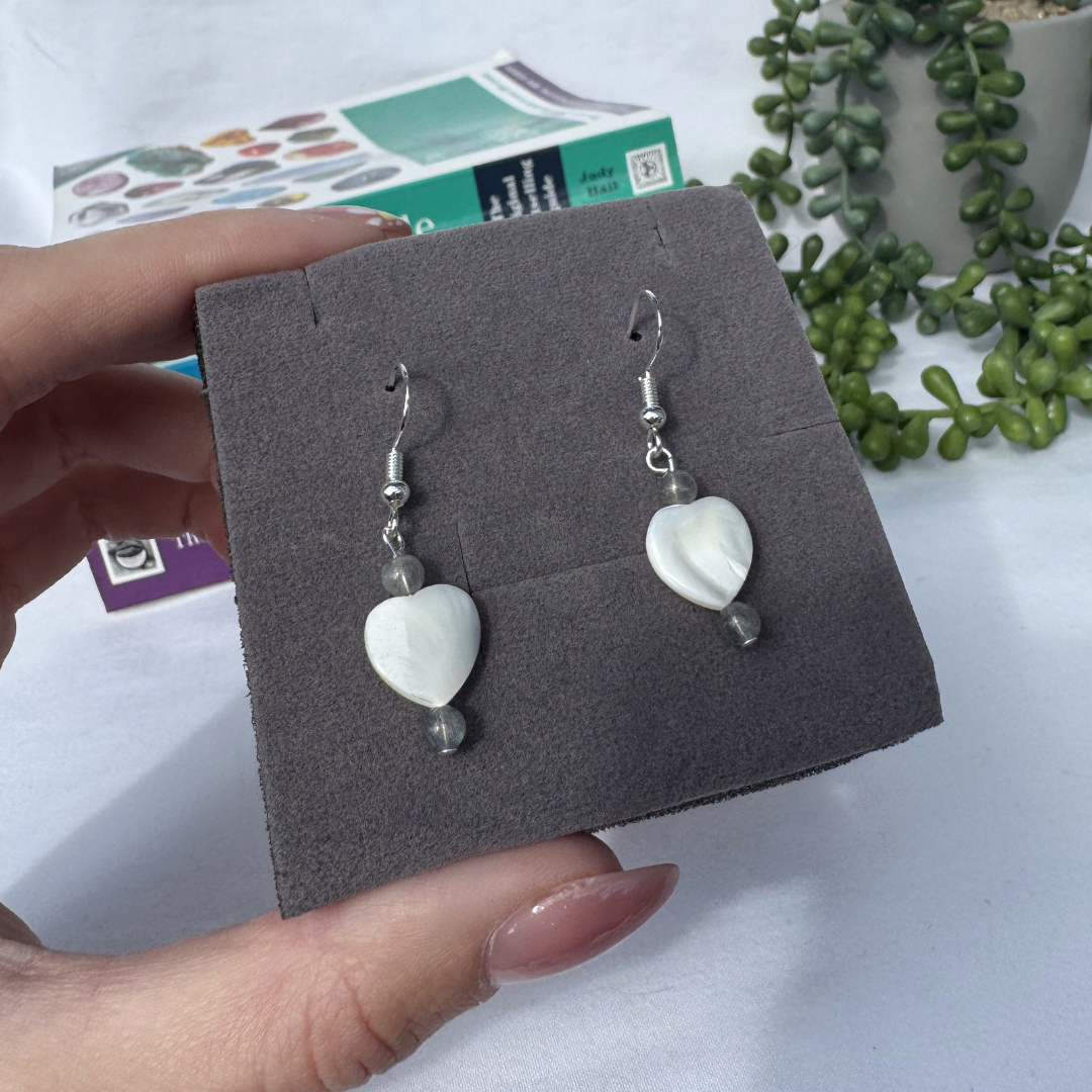 Mother of Pearl + Labradorite Earrings | Handmade