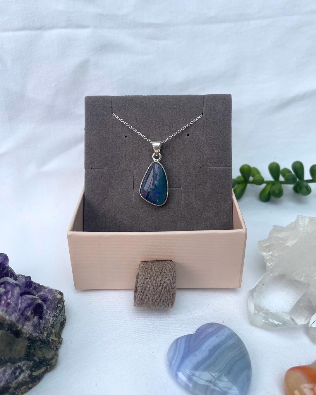 Australian Opal Necklace | Sterling Silver Pendant + 18 Inch Sterling Silver Chain