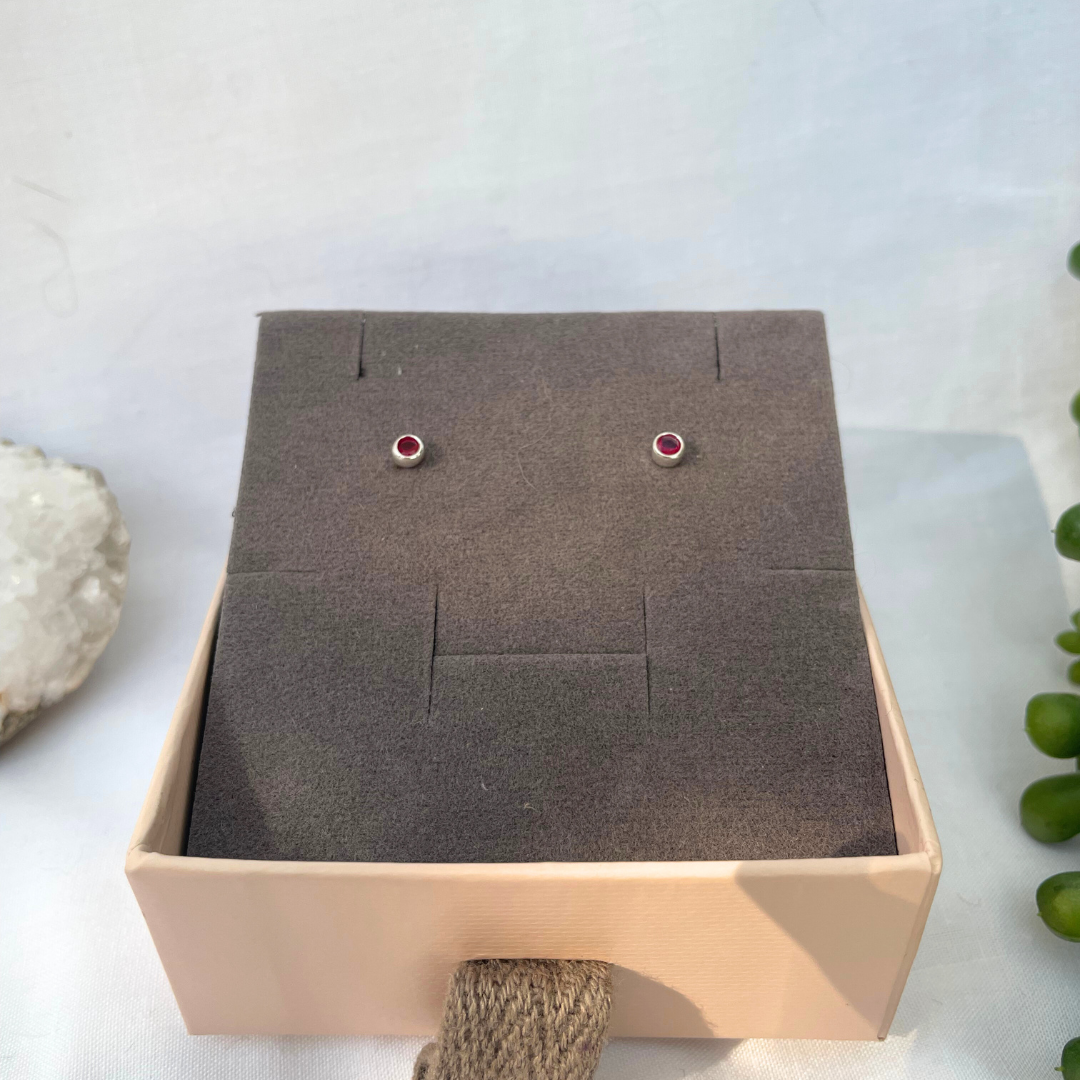Pink Tourmaline | October Birthstone | 3mm Sterling Silver Faceted Studs