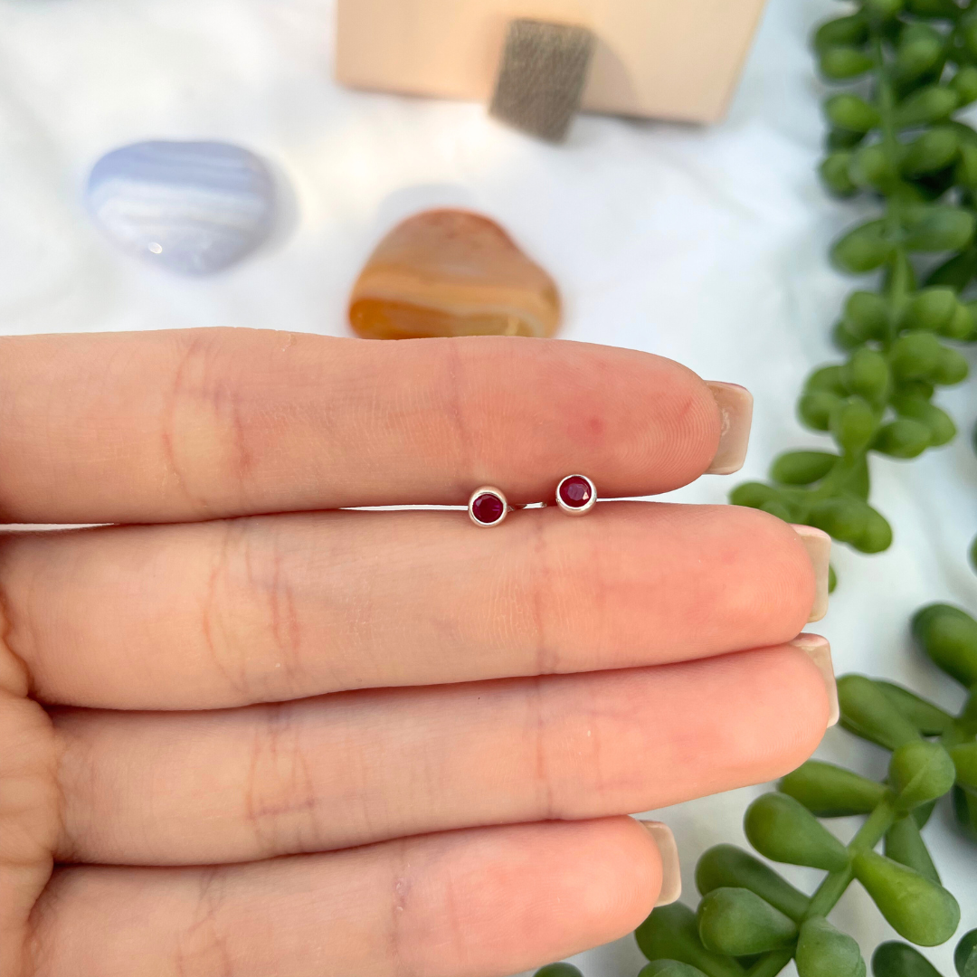 Pink Tourmaline | October Birthstone | 3mm Sterling Silver Faceted Studs