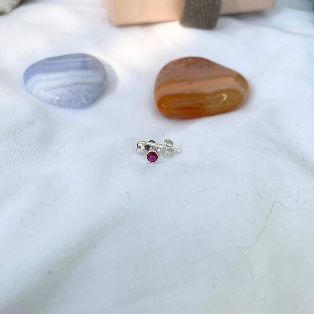 Pink Tourmaline | October Birthstone | 3mm Sterling Silver Faceted Studs