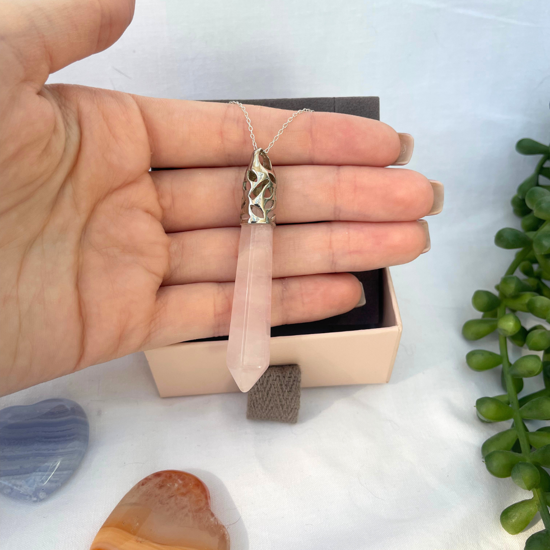 Rose Quartz Necklace | 18 Inches | 925 Sterling Silver