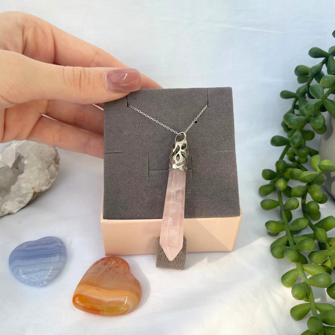 Rose Quartz Necklace | 18 Inches | 925 Sterling Silver