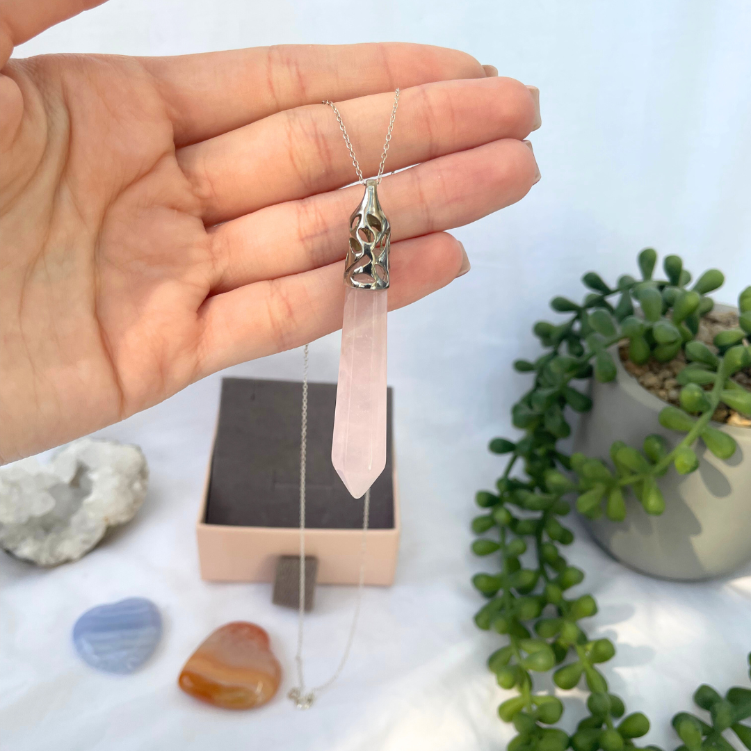 Rose Quartz Necklace | 18 Inches | 925 Sterling Silver