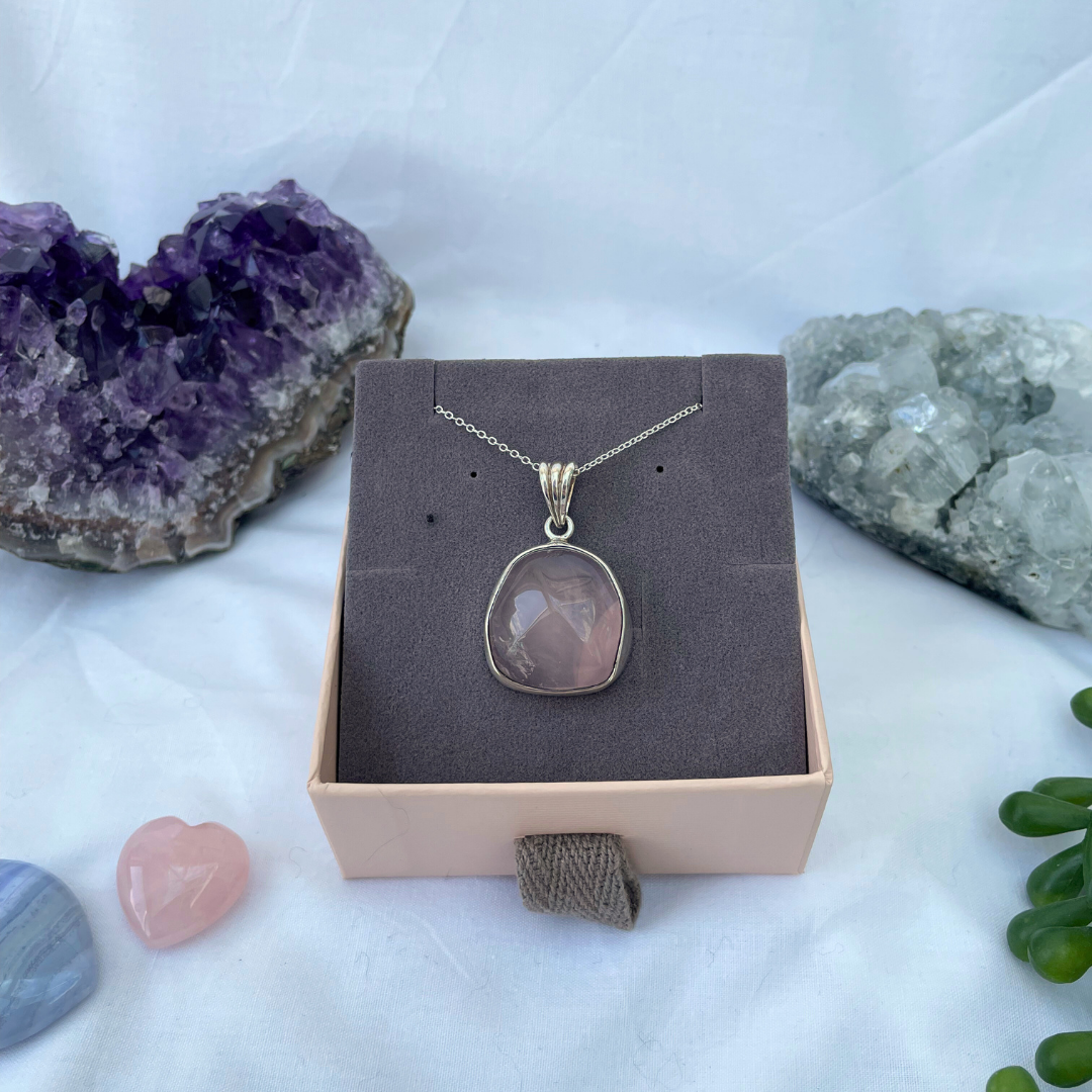 Rose Quartz Pendant | 925 Sterling Silver