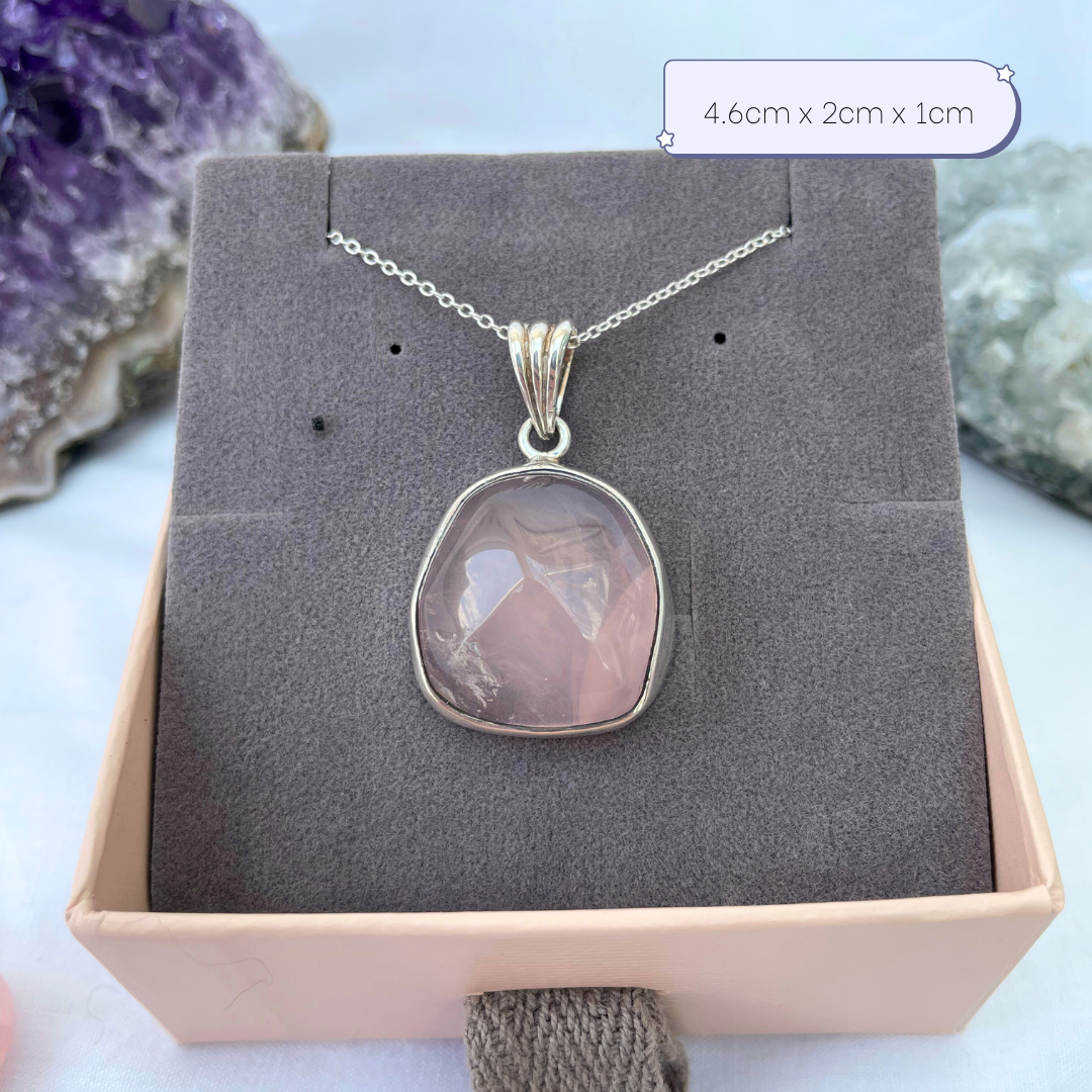 Rose Quartz Pendant | 925 Sterling Silver