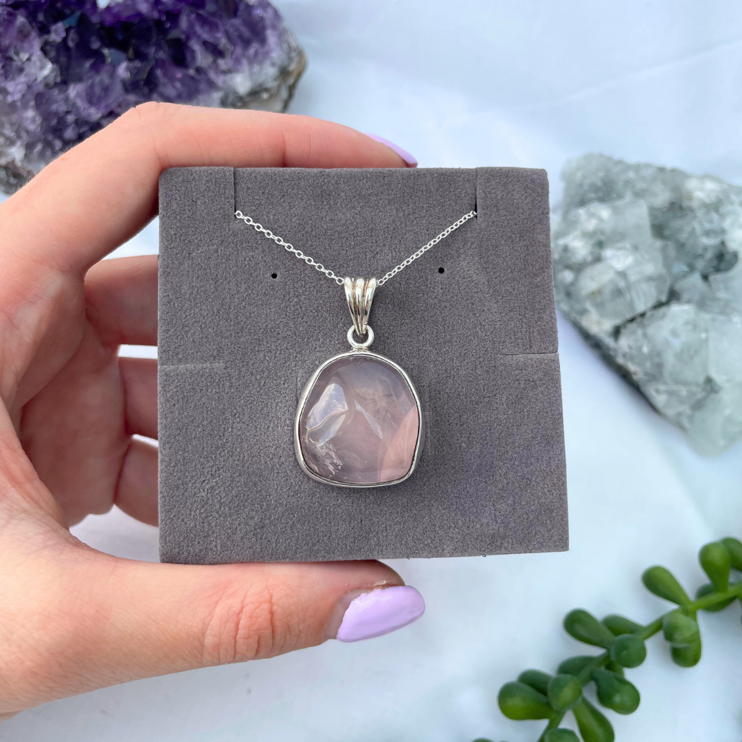 Rose Quartz Pendant | 925 Sterling Silver