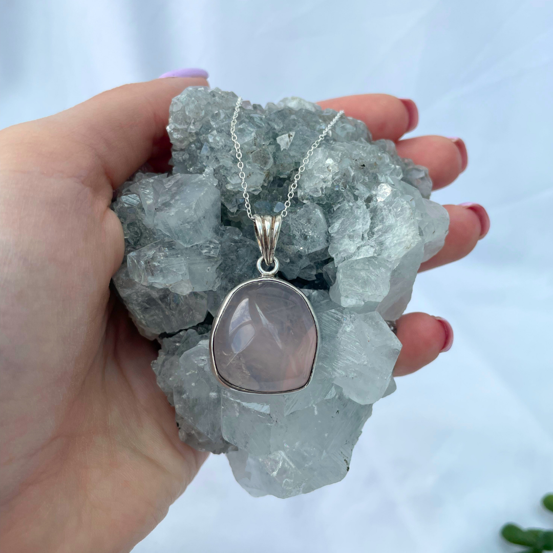 Rose Quartz Pendant | 925 Sterling Silver