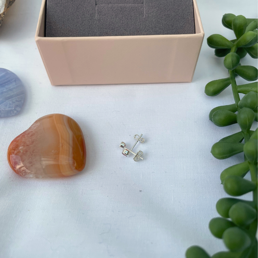 Ruby | July Birthstone | 3mm Sterling Silver Faceted Studs