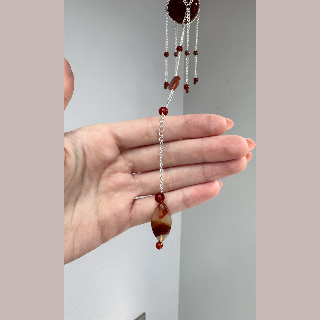 Carnelian Sphere Suncatcher | Handmade Crystal Wall Hanging