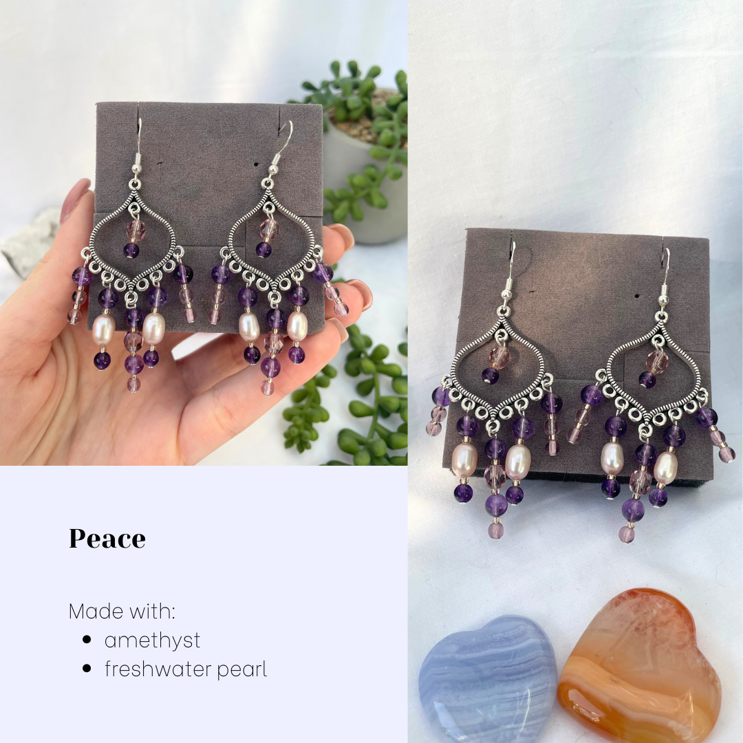 Big Dangly Crystal Teardrop Dreamcatcher Earrings | Handmade