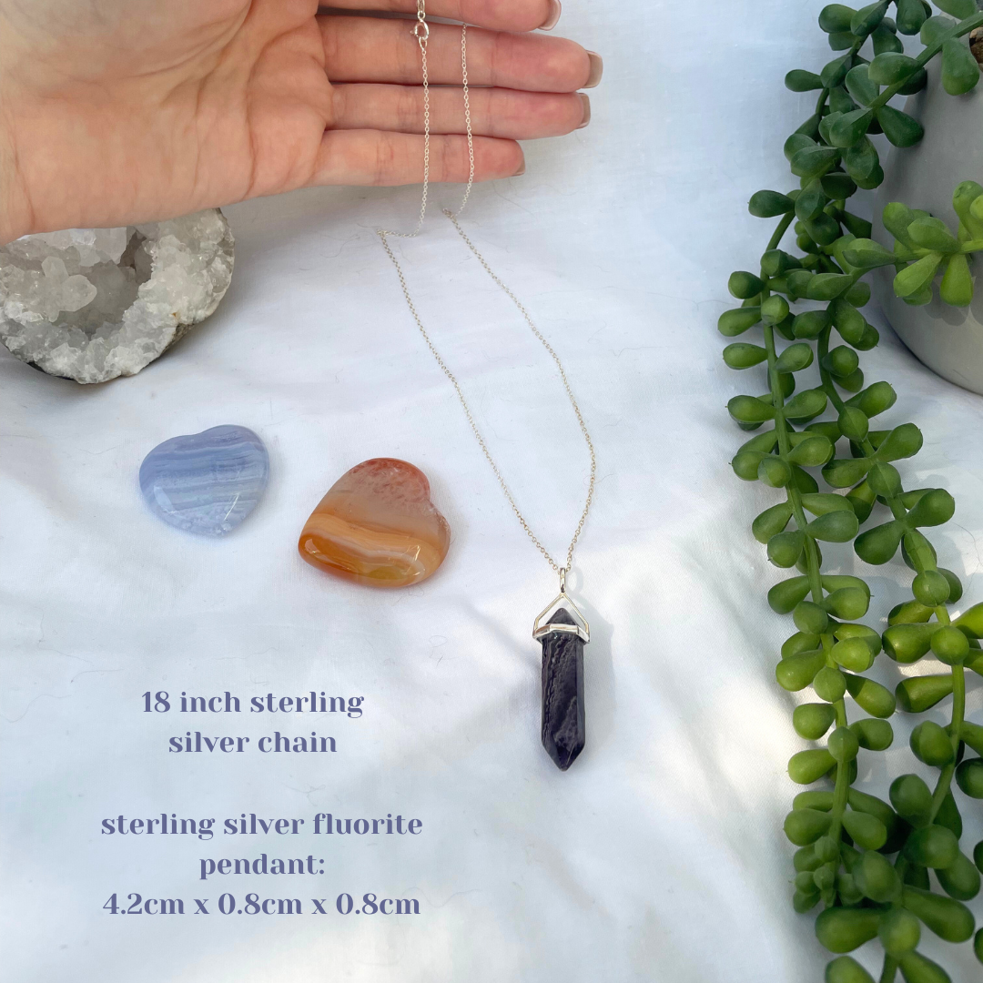 Fluorite Necklace | 18 Inches | 925 Sterling Silver