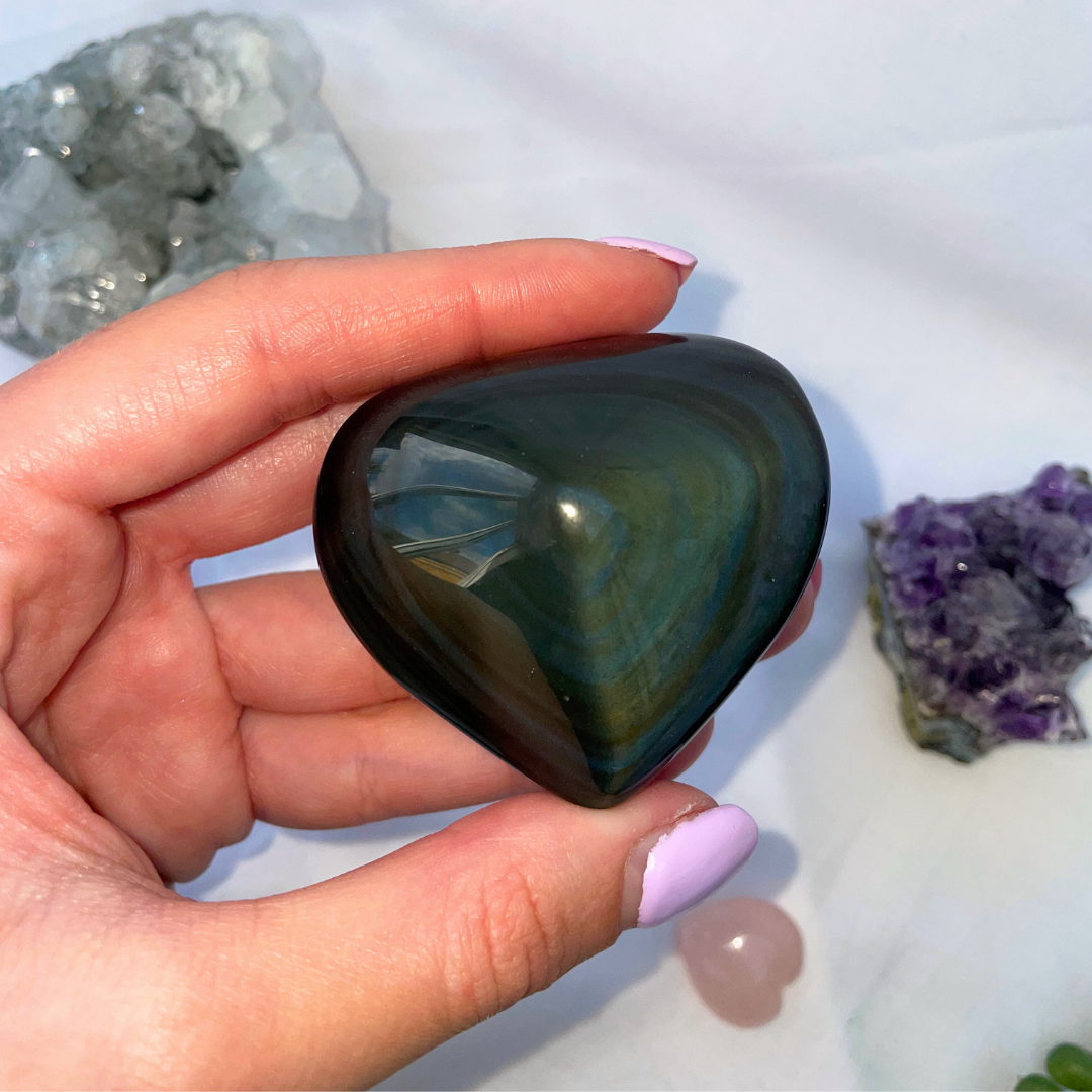 Rainbow Obsidian Heart