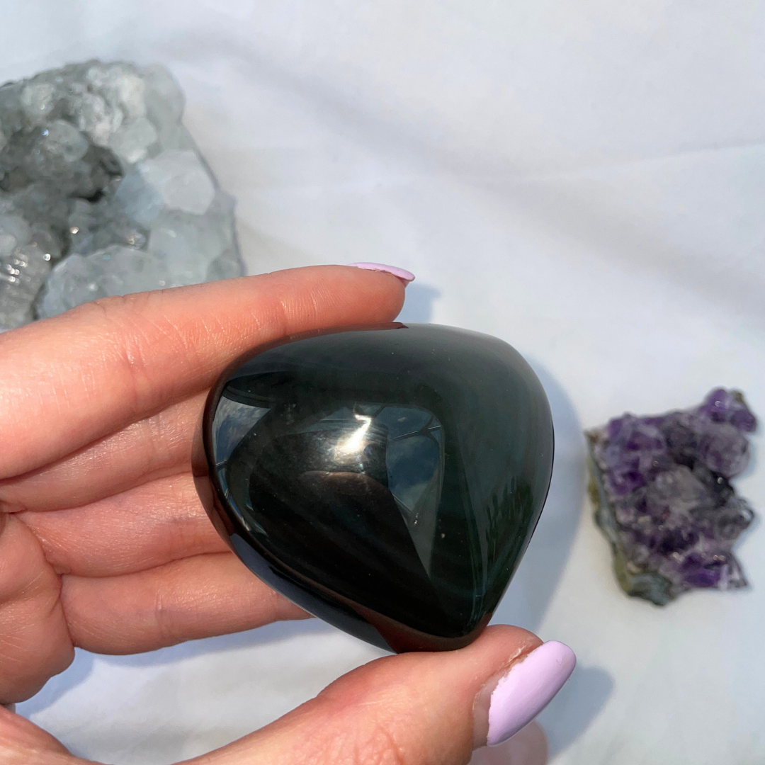 Rainbow Obsidian Heart