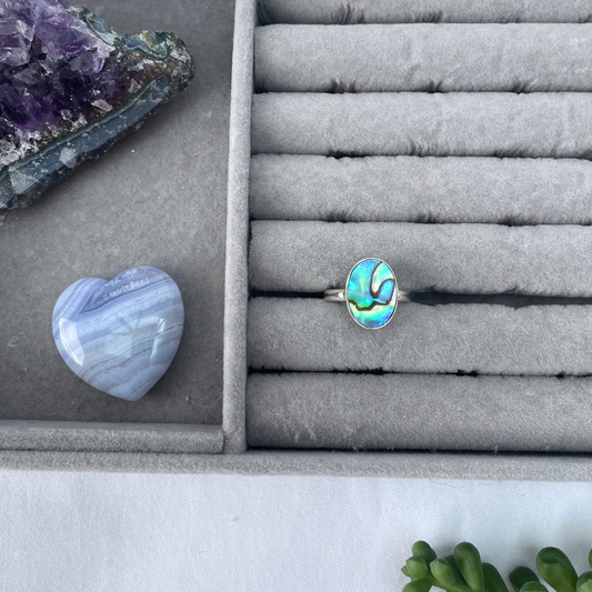 Abalone Shell Oval Sterling Silver Ring | M 1/2 | 6.5 | 53.1mm
