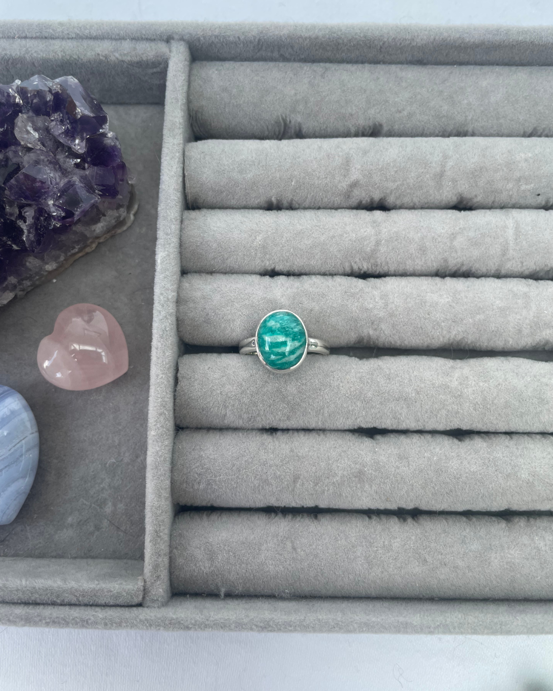 Amazonite Oval Sterling Silver Ring | M | 6.5