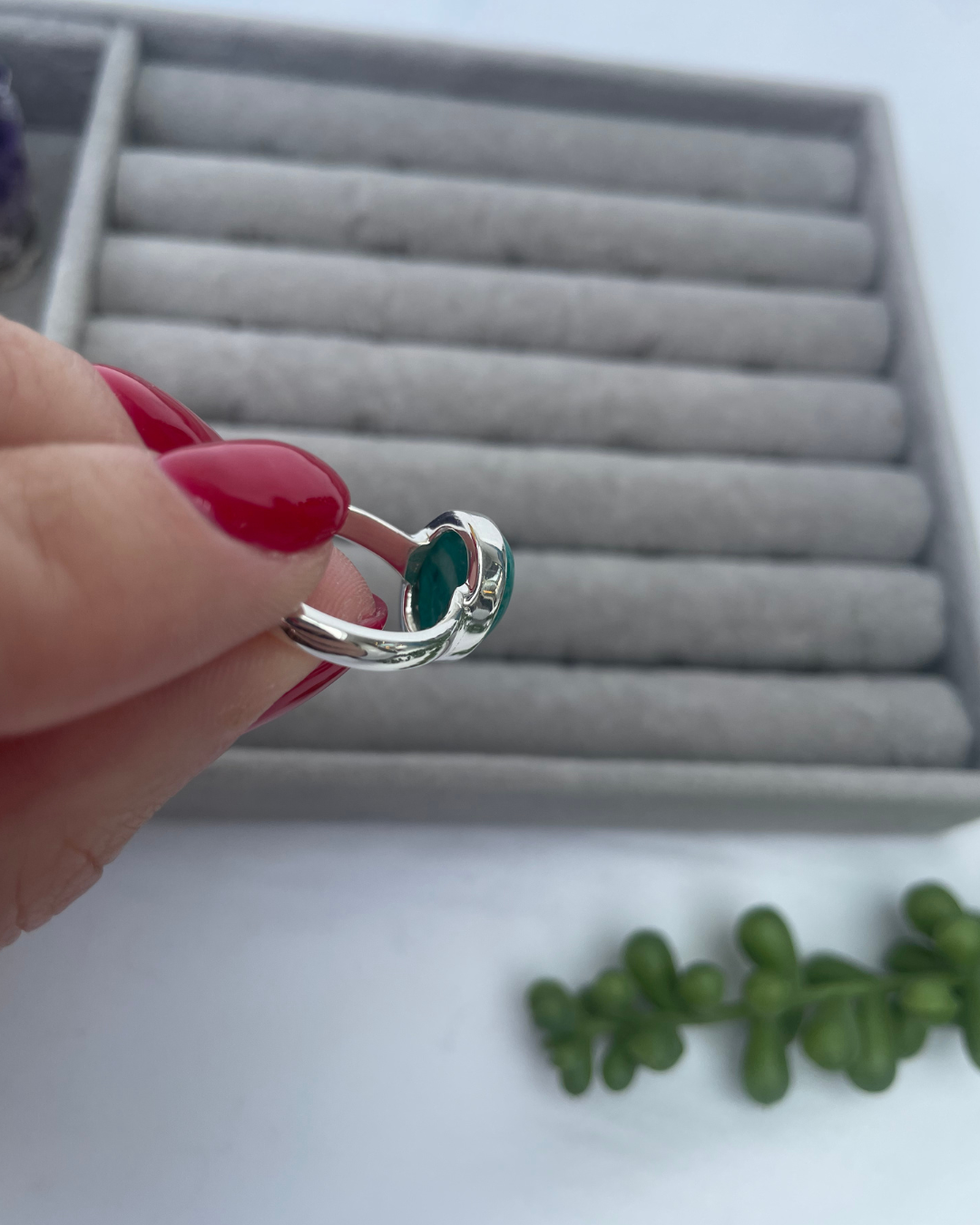 Amazonite Oval Sterling Silver Ring | M | 6.5