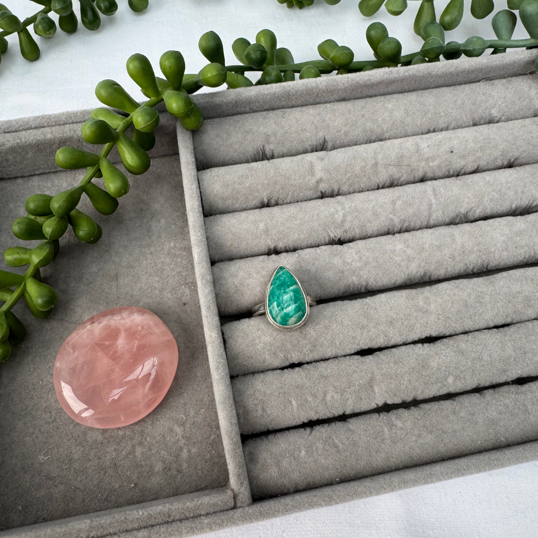Amazonite Sterling Silver Teardrop Ring | L 1/2 | 6