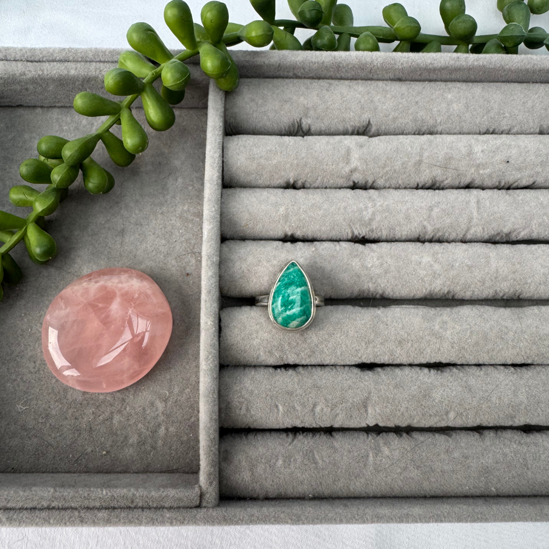 Amazonite Sterling Silver Teardrop Ring | L 1/2 | 6