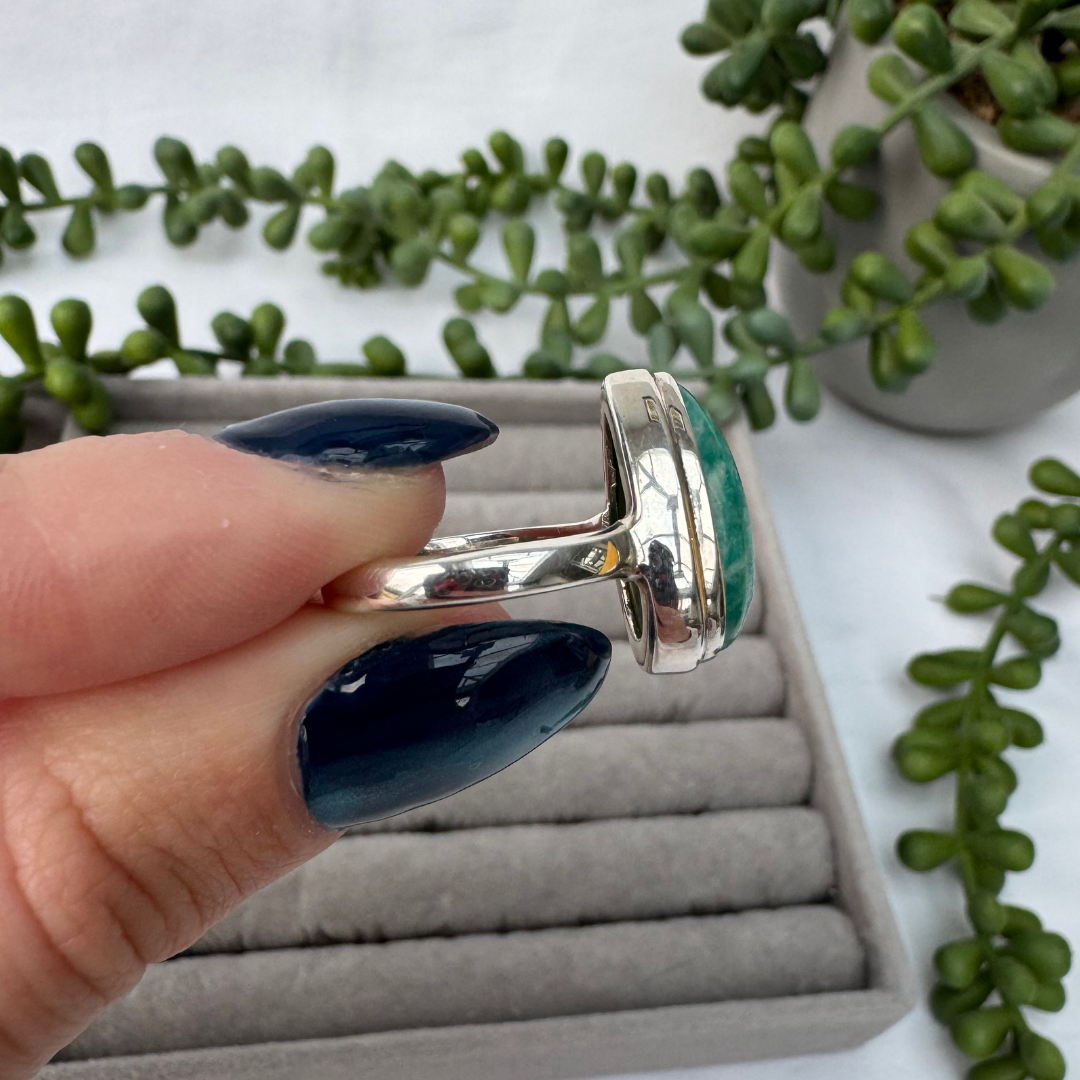 Amazonite Sterling Silver Teardrop Ring | L 1/2 | 6