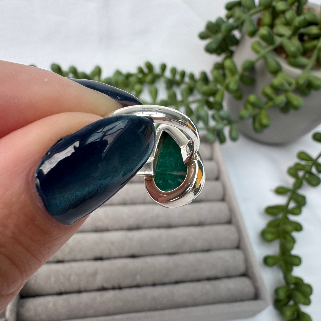 Amazonite Sterling Silver Teardrop Ring | L 1/2 | 6