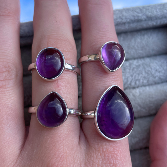 Amethyst Sterling Silver Rings | N, O, P, Q