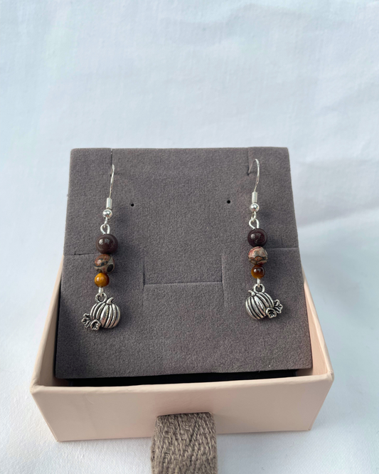 Autumn Pumpkin Earrings | Sterling Silver Handmade Crystal Earrings