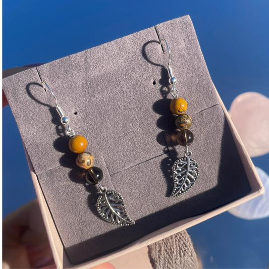 Autumnal Leaf Crystal Earrings | Handmade Crystal Earrings