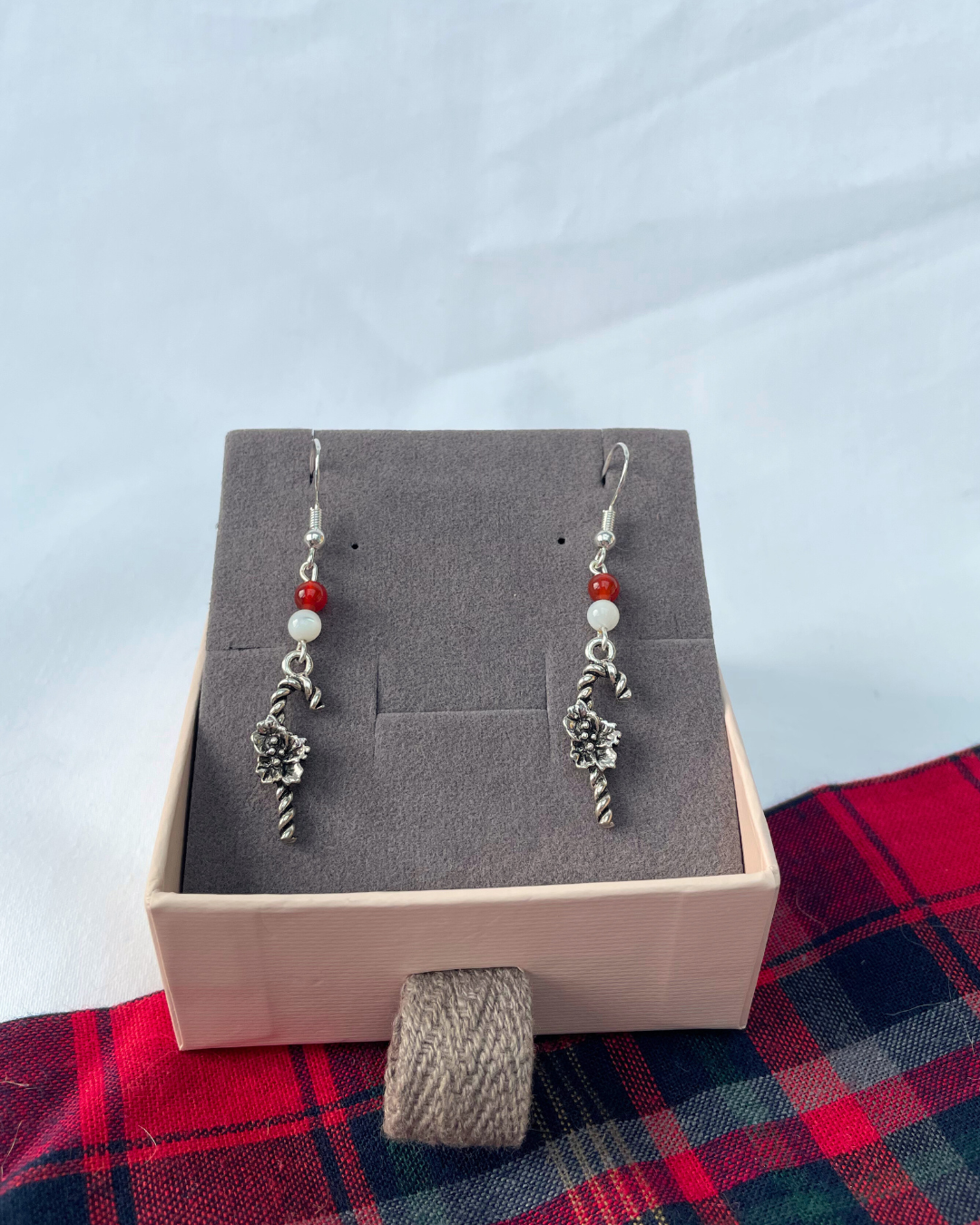 Candy Cane Earrings | Sterling Silver Handmade Crystal Earrings