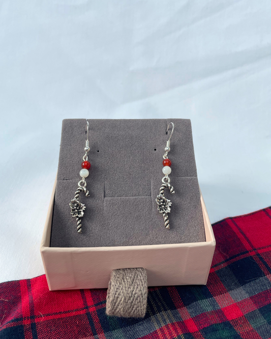 Candy Cane Earrings | Sterling Silver Handmade Crystal Earrings
