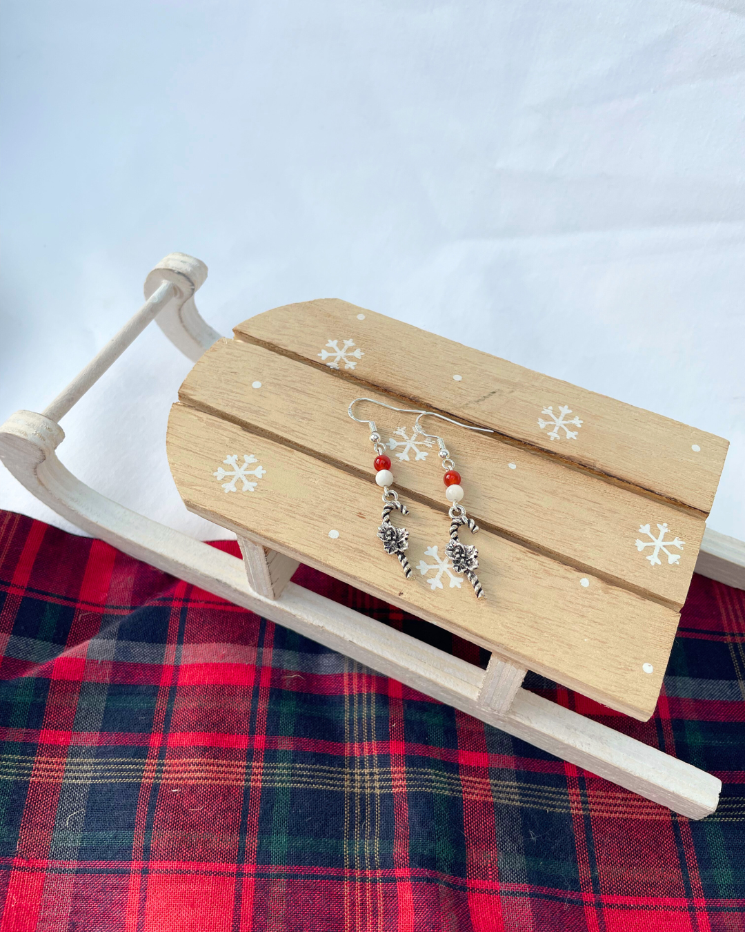 Candy Cane Earrings | Sterling Silver Handmade Crystal Earrings